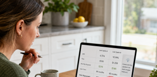 How to Calculate the True Cost of a Loan Before You Borrow Woman comparing loan costs and total repayment at home