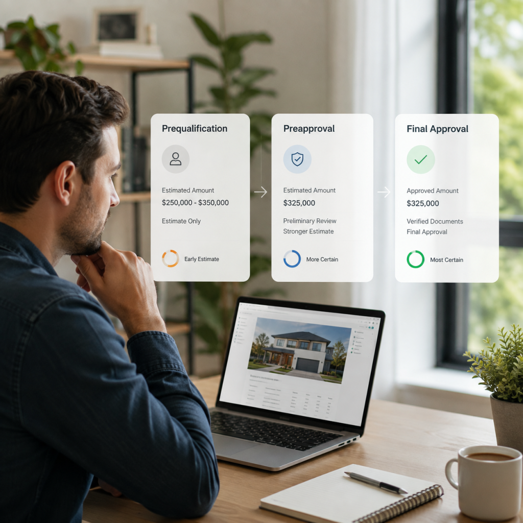 Prequalification vs preapproval vs final loan approval stages