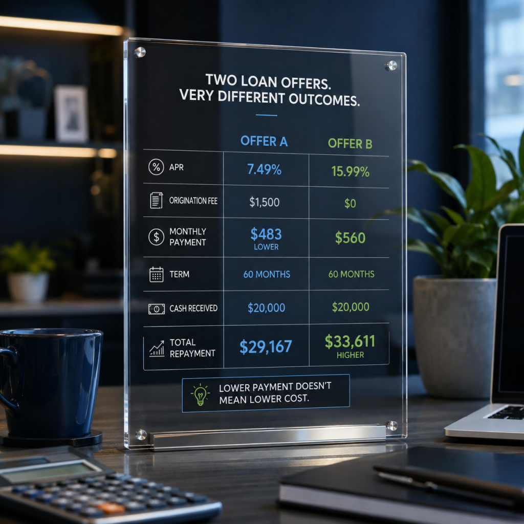 Comparison of two loan offers with different total repayment costs